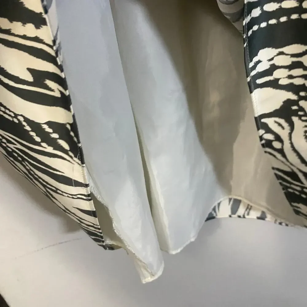 Mackie & Co by Bob Mackie Art To Wear Lined Cream Satin A-Line Skirt Abstract 12